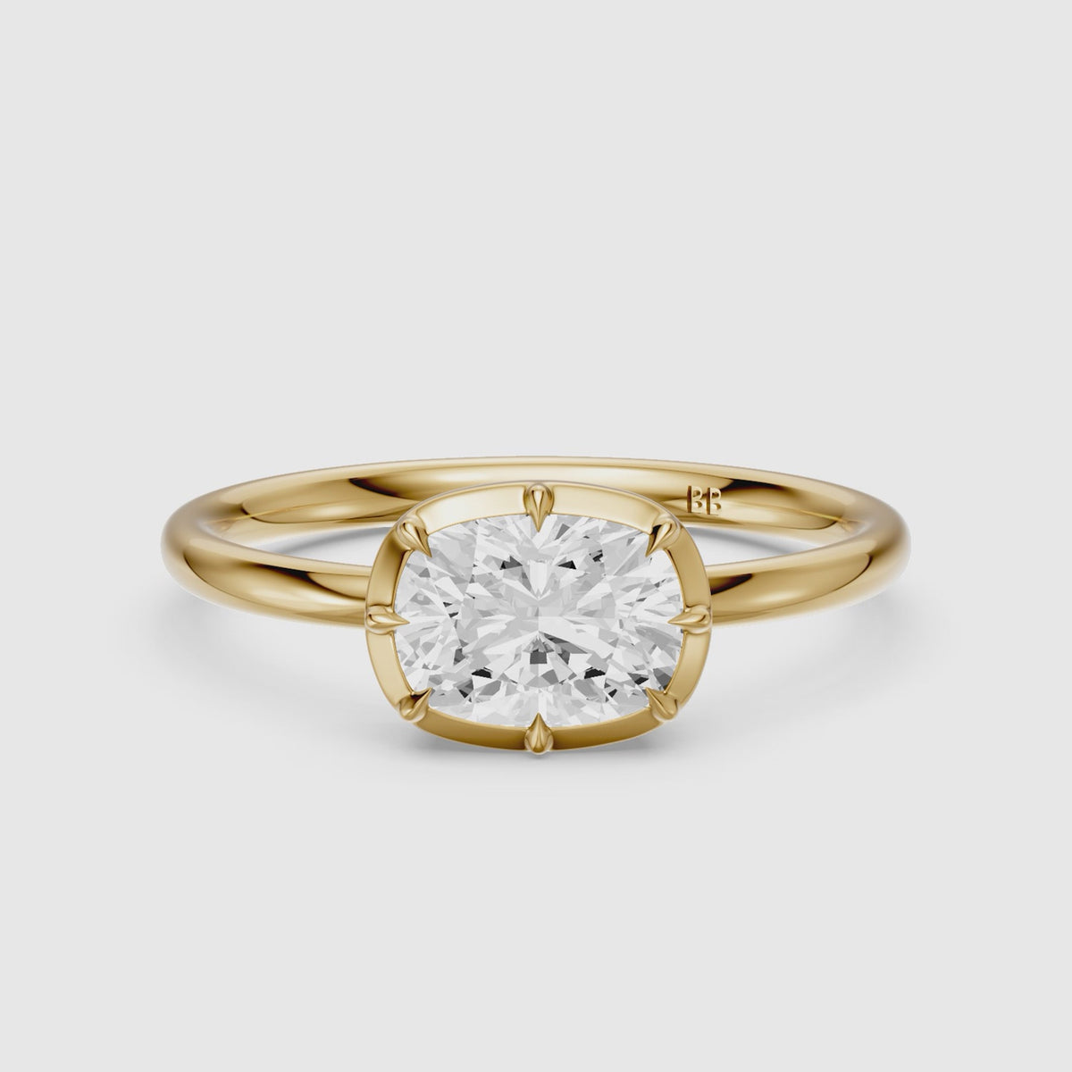 Load video: Zendaya Elongated Cushion Lab Grown Diamond east west Engagement Ring