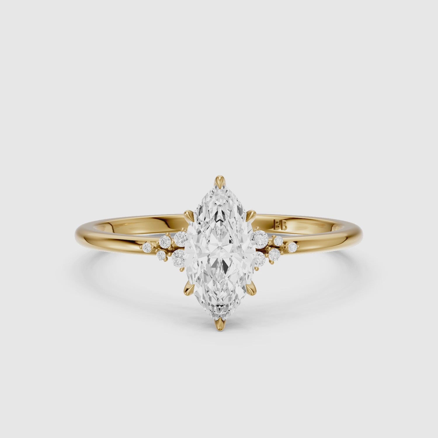 Load video: Jaycee Vintage Inspired Marquise Cut Side Stone Moissanite Diamond Ring