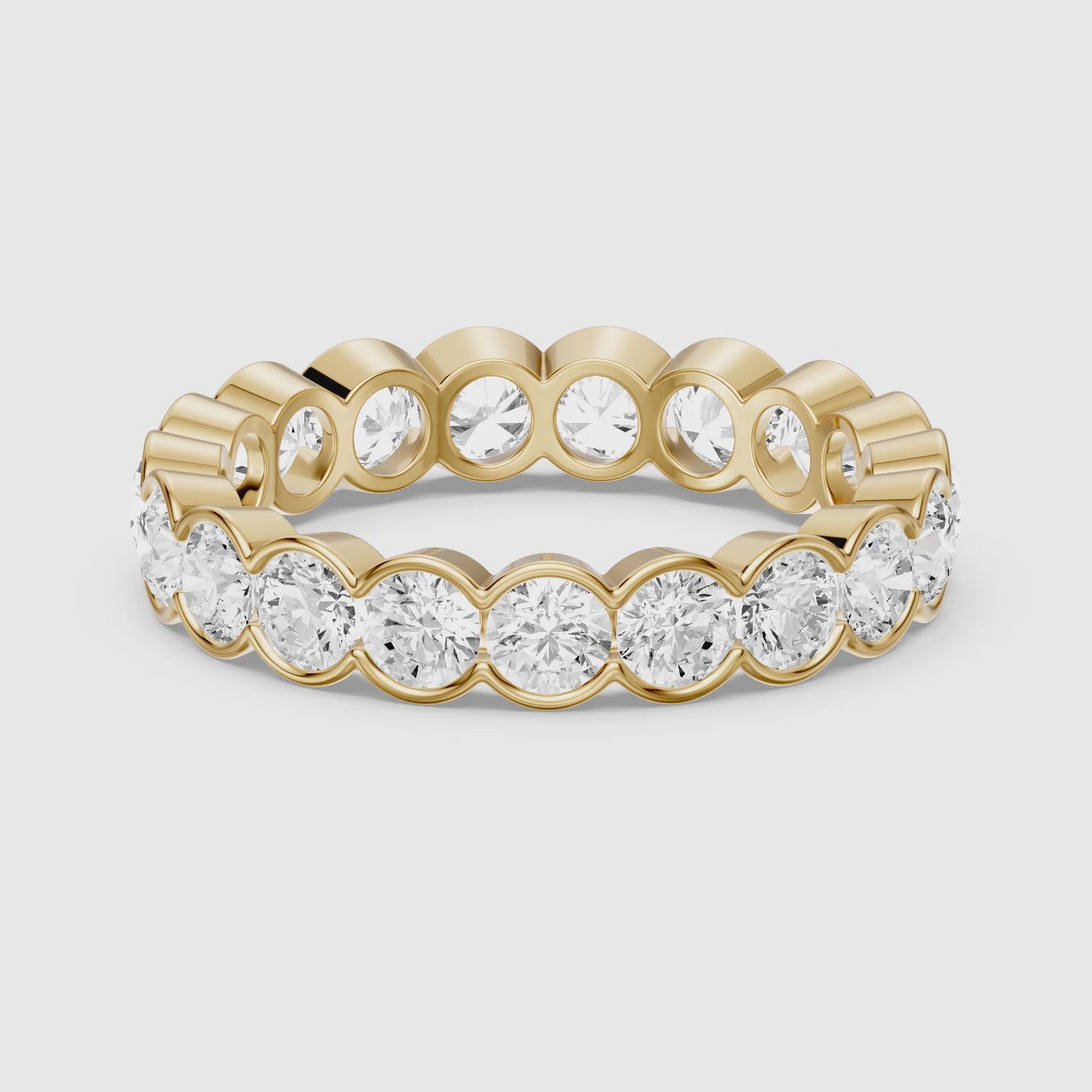 Load video: Jennifer Bezel Set Round Lab Grown Diamond Eternity Band