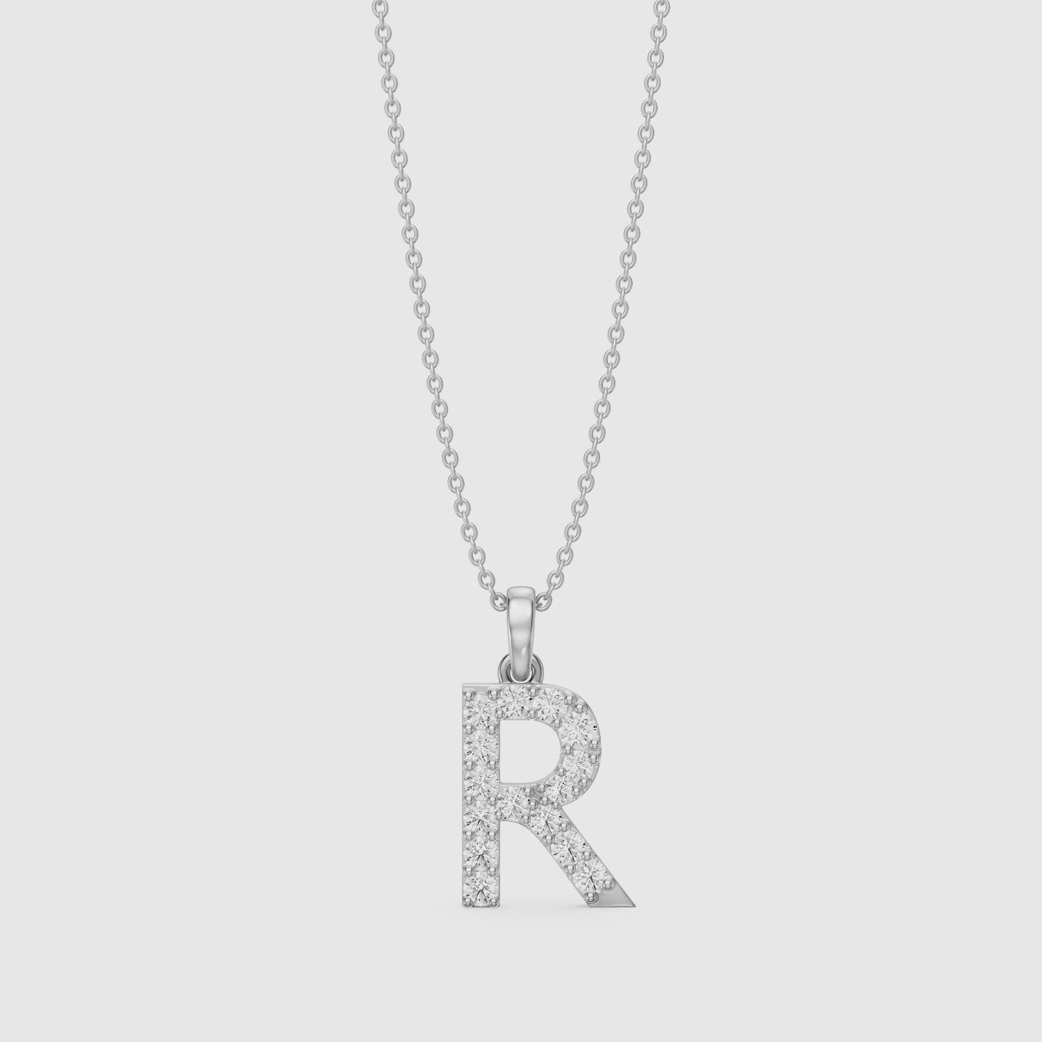 Load video: Lacey Lab Grown Diamond R Initial Pendant Necklace