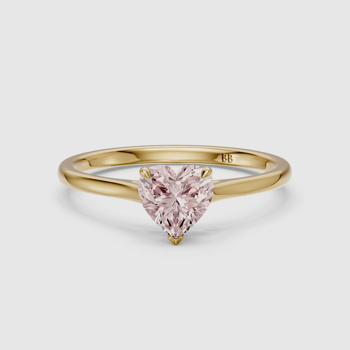 Load video: Amabel Heart Shaped Solitaire Cathedral Style Pink Lab Grown Diamond Ring