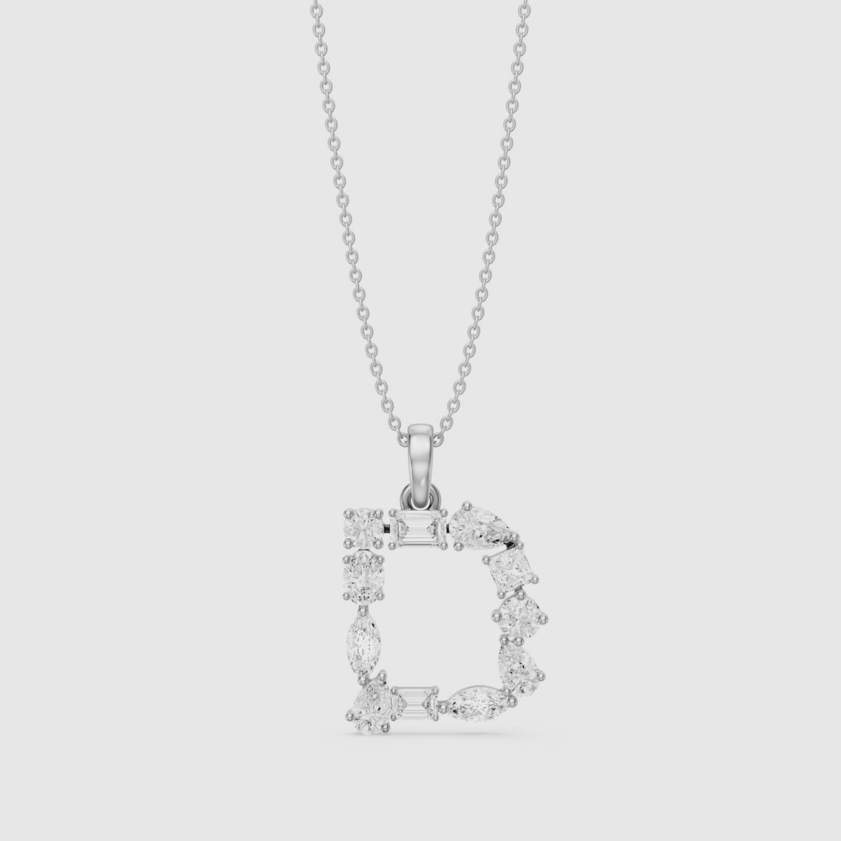 Load video: Kerensa Multi Shape Lab Grown Diamond Initial D Pendant