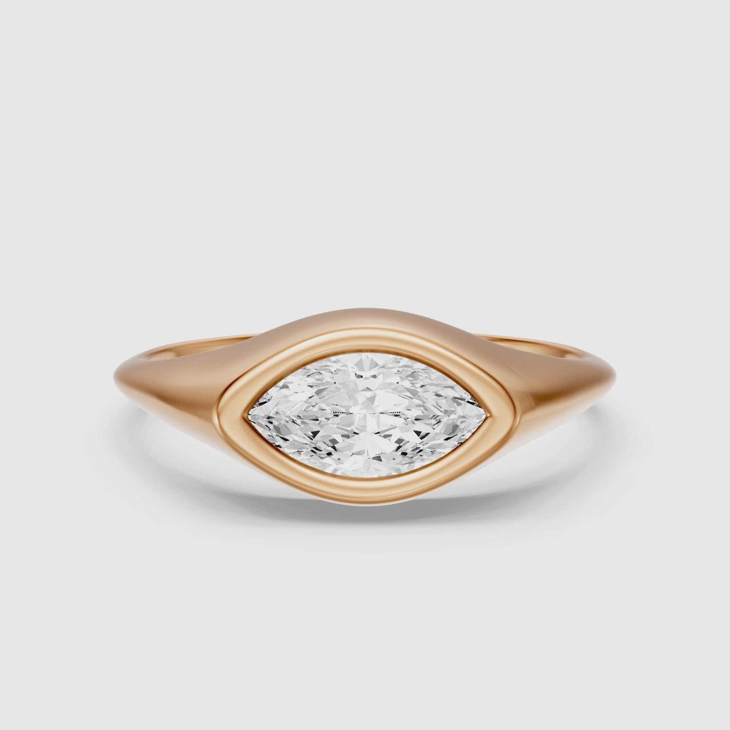 Load video: Tionna Marquise Cut East West Bezel Set Moissanite Diamond Ring