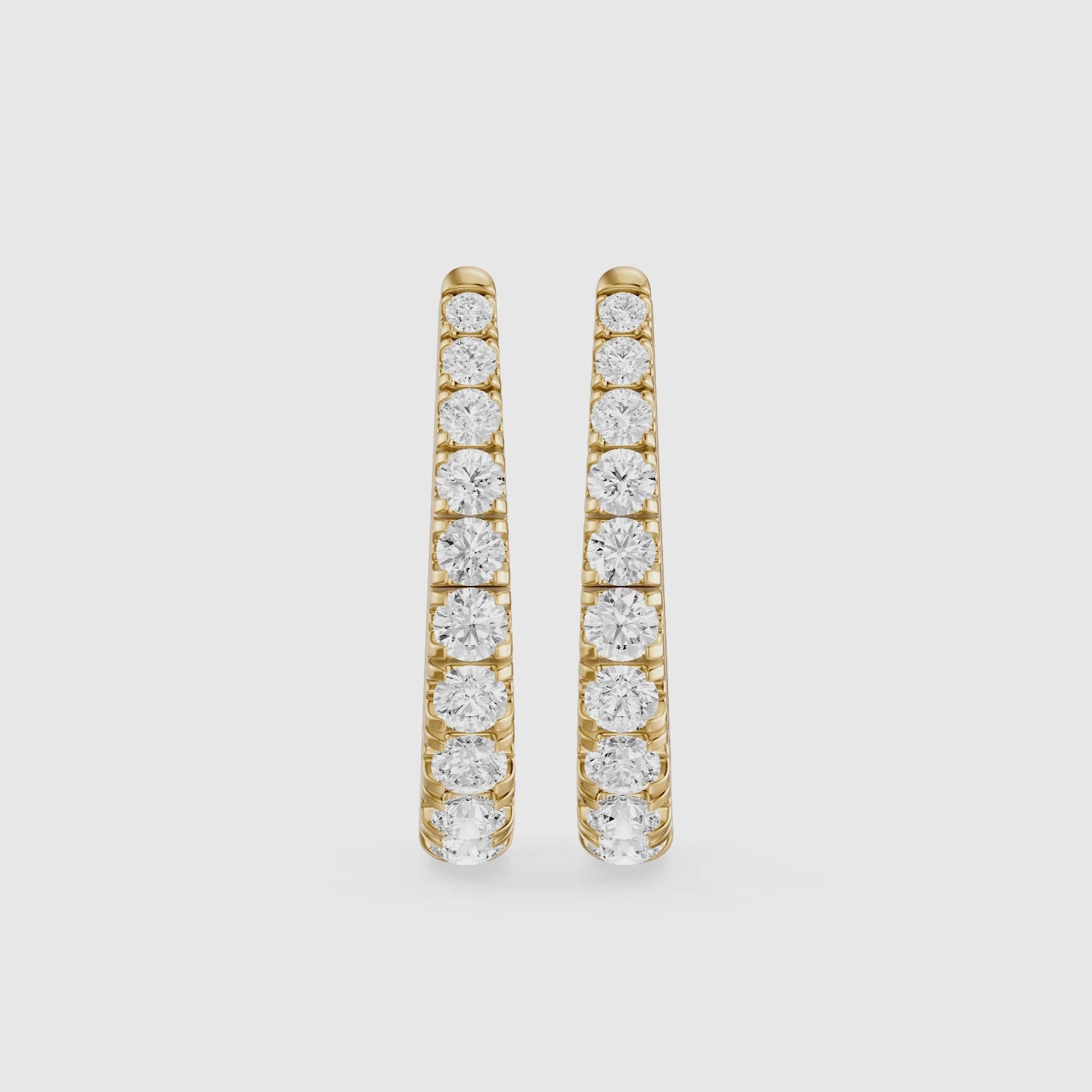 Load video: Susanna Graduated Round Lab Grown Diamond Horseshoe Hoop Earrings