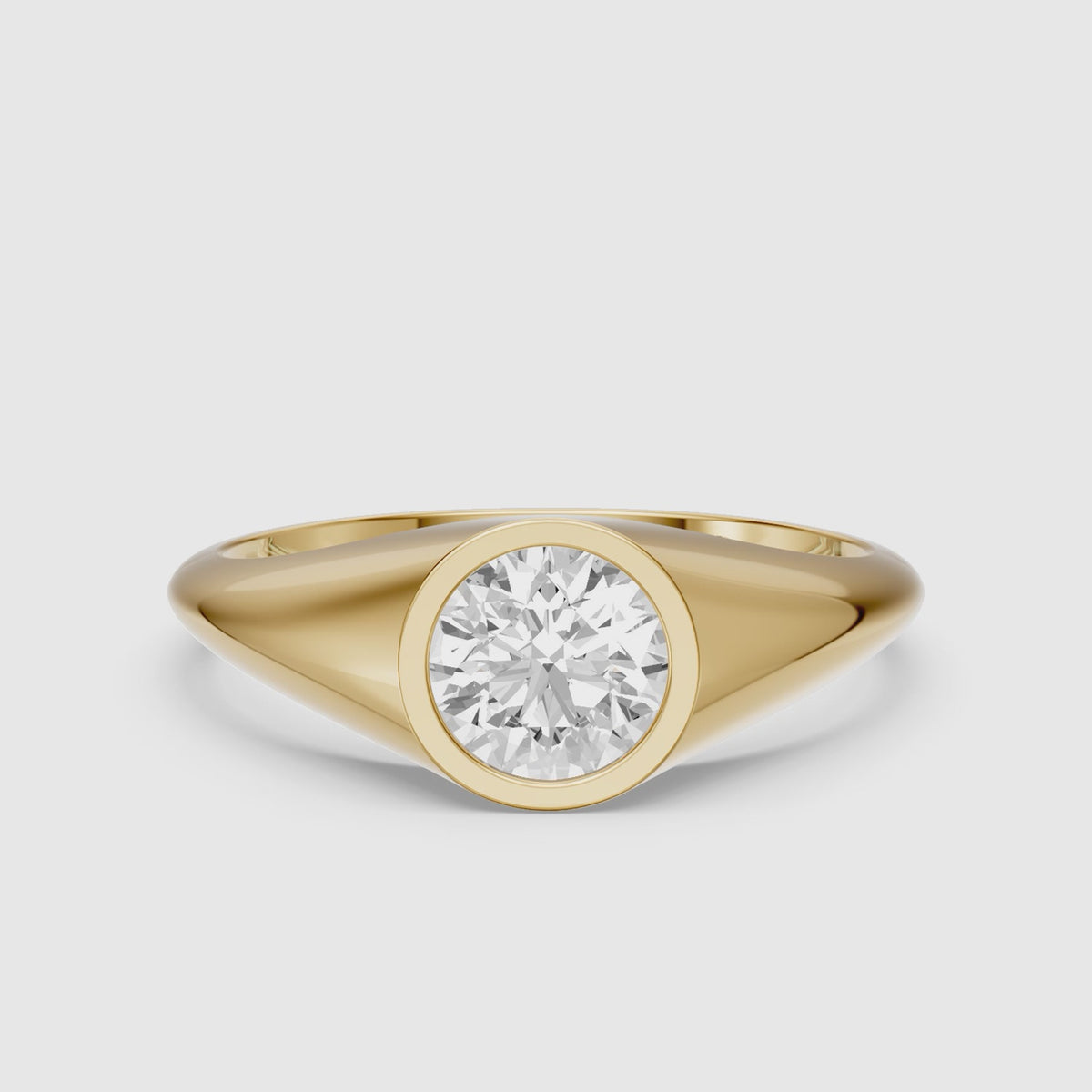 Load video: Vail Round Cut Lab Grown Diamond Bezel Solitaire Ring