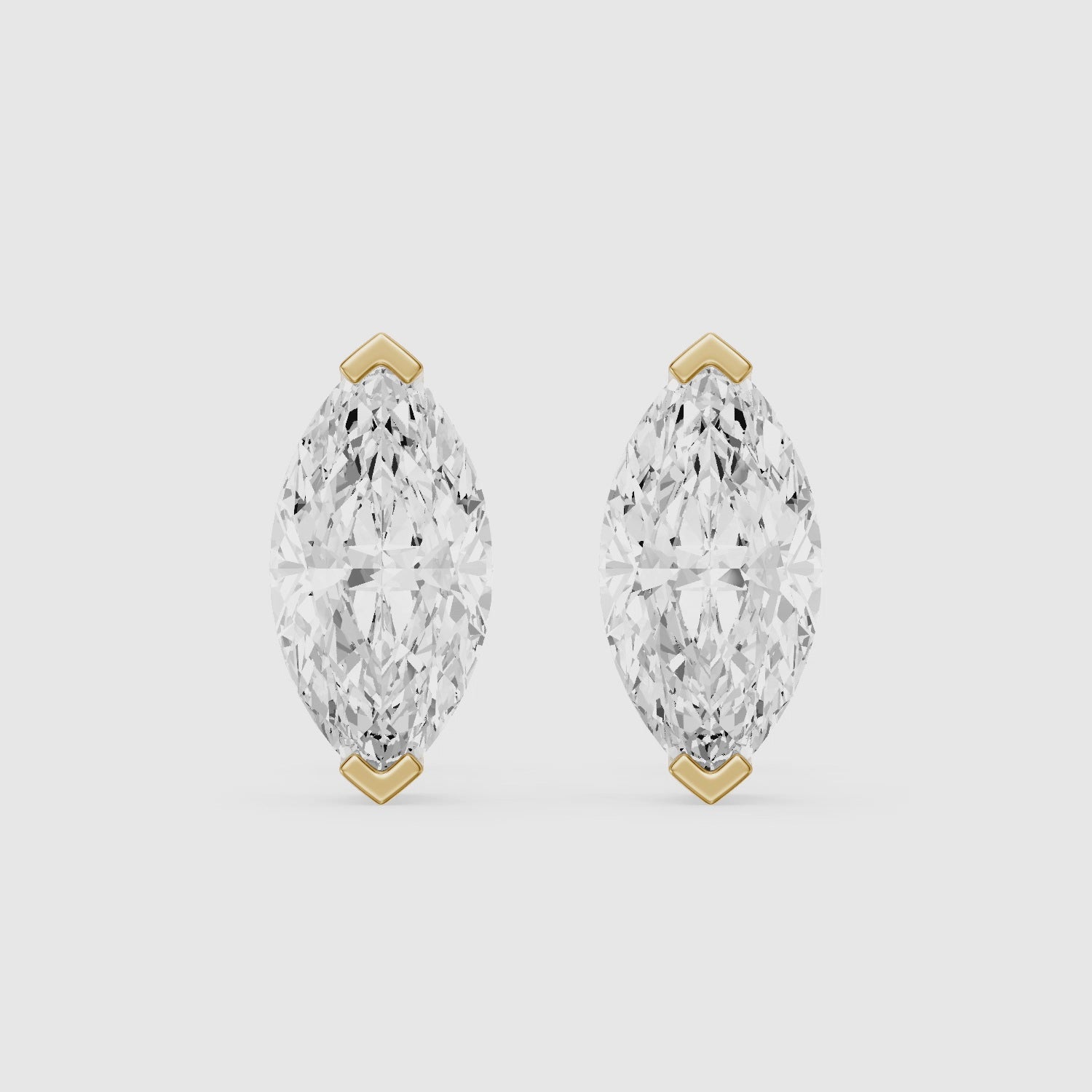 Load video: Eleanora Marquise Cut Lab Diamond North South Solitaire Stud Earrings