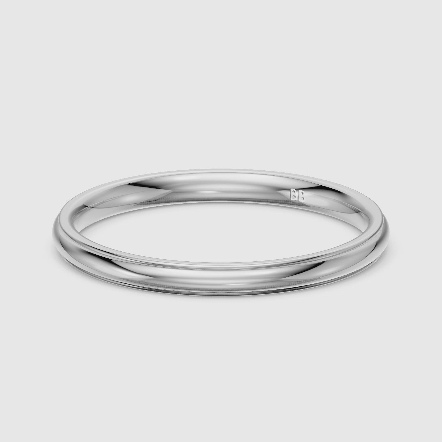 Load video: Nova Half Round Step Edge Plain Wedding Band