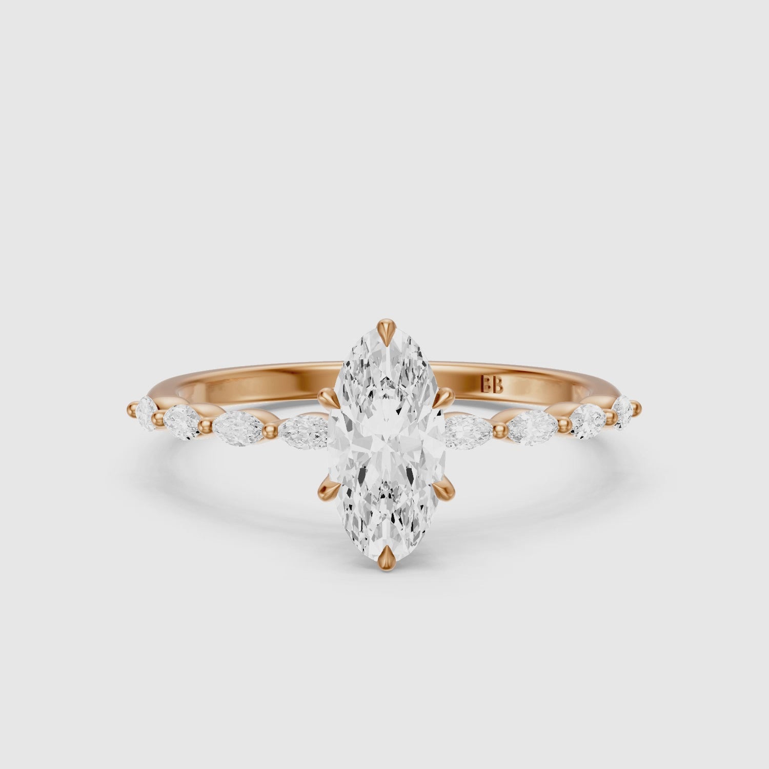 Load video: Octavia Moval Hidden Halo Lab Grown Diamond Ring With Side Stone