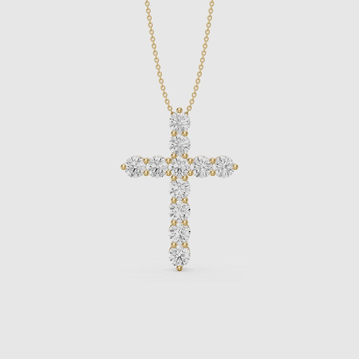 Load video: Demi Round Lab Diamond Cross Pendant