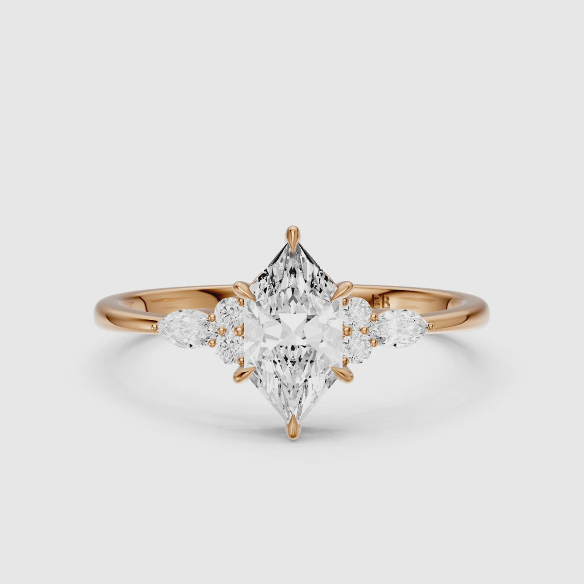 Load video: Aileen Dutch Marquise Cut Lab Grown Diamond Ring with Round &amp; Marquise Side Stones