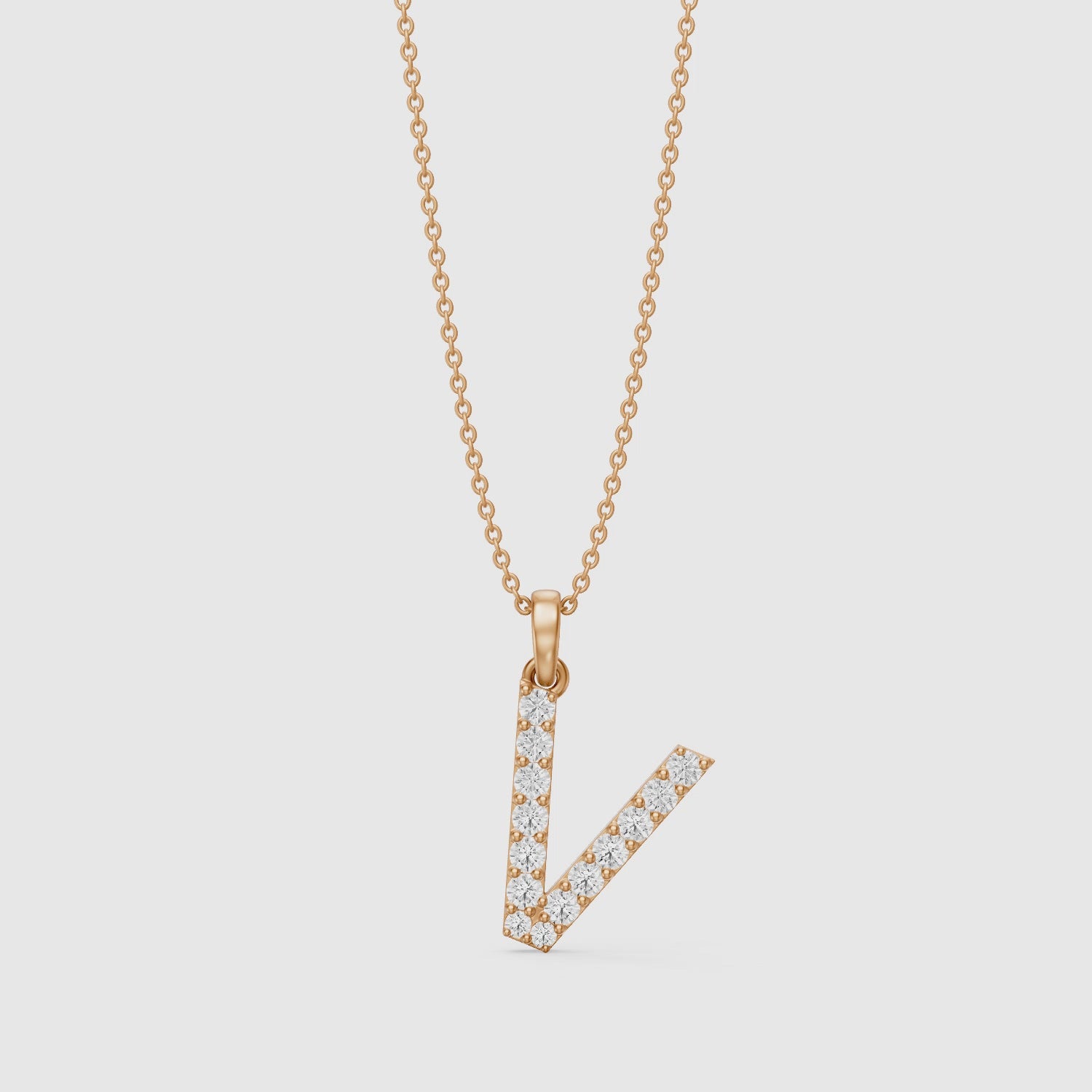 Load video: Harley Lab Grown Diamond V Initial Pendant Necklace