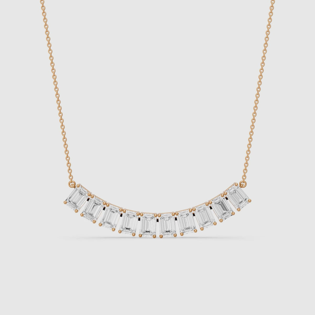 Load video: Elaine Emerald Cut Lab Grown Diamond Bar Necklace