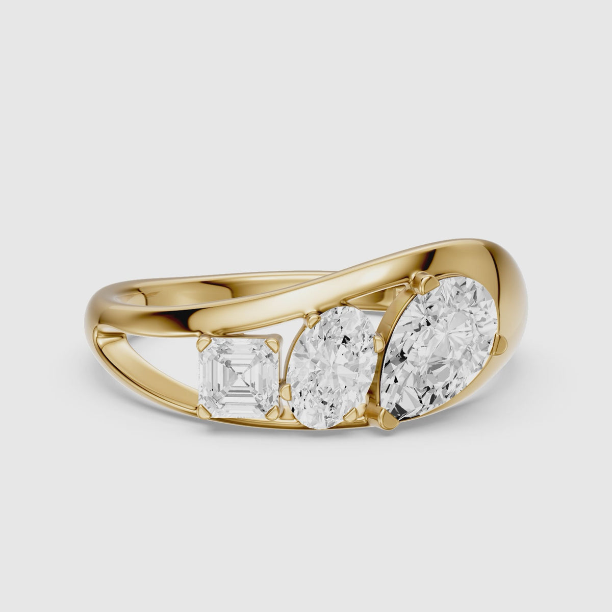 Load video: Leni Pear Three Stone Bypass Moissanite Diamond Engagement Ring