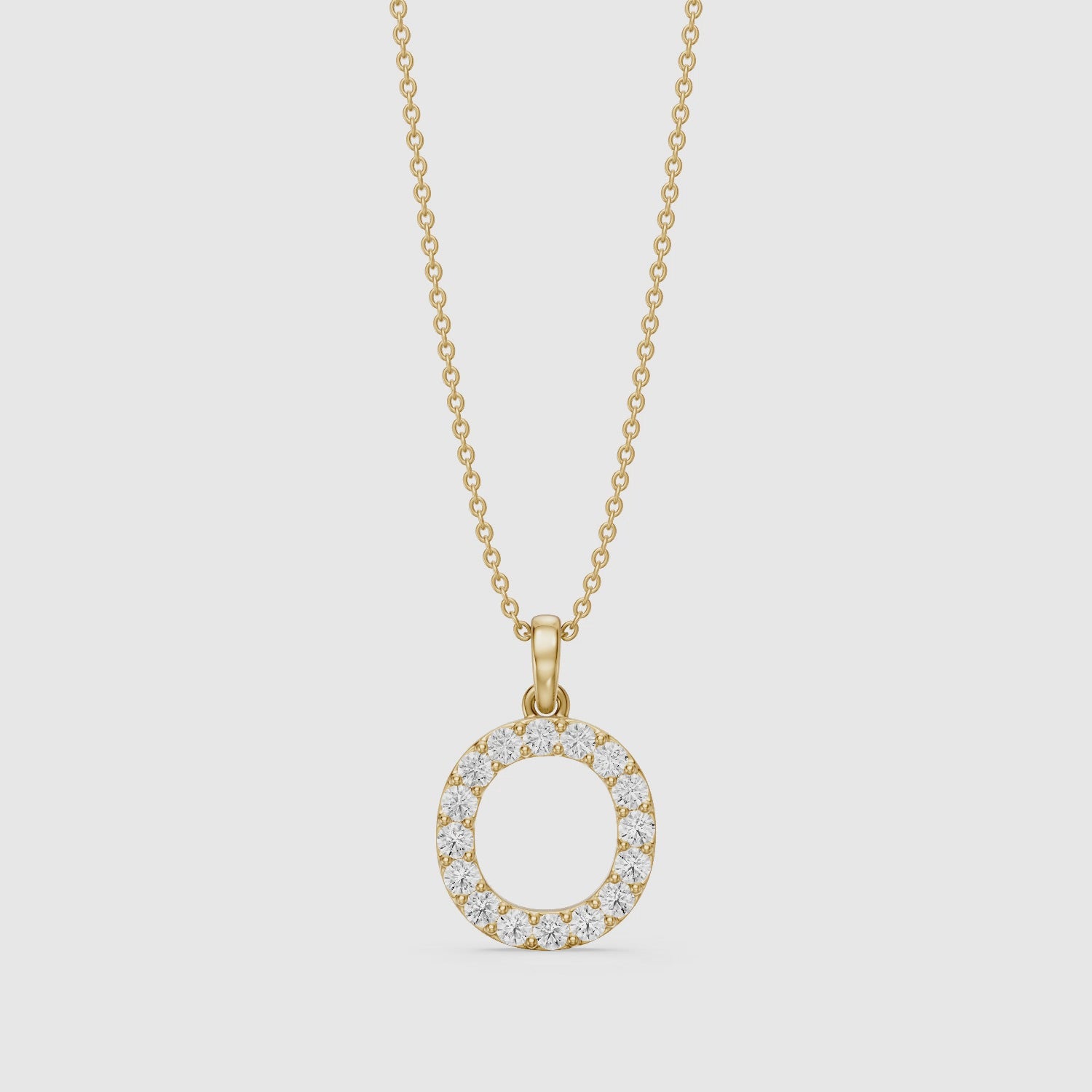 Load video: Elowen Lab Grown Diamond O Initial Pendant Necklace