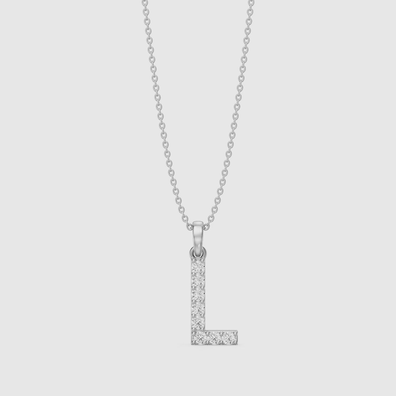 Load video: Phoenix Lab Grown Diamond L Initial Pendant Necklace
