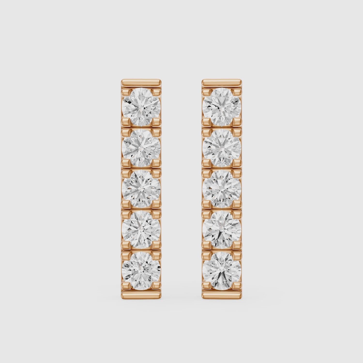 Load video: Velina Round Lab Grown Diamond Single Line Bar Studs Earrings