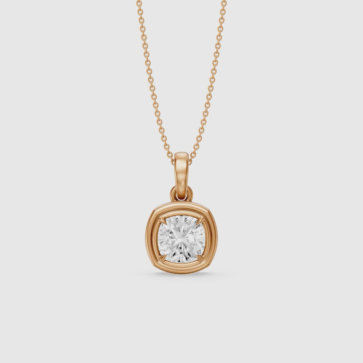 Load video: Dakota Round Lab Grown Diamond Double Bezel Pendant
