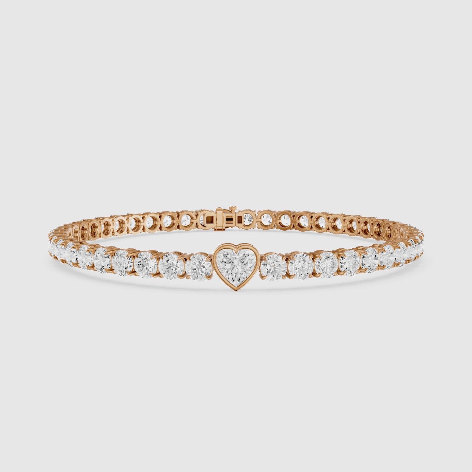 Load video: Juliette Heart Shape and Round Lab Grown Diamond Single Station Tennis Bracelet