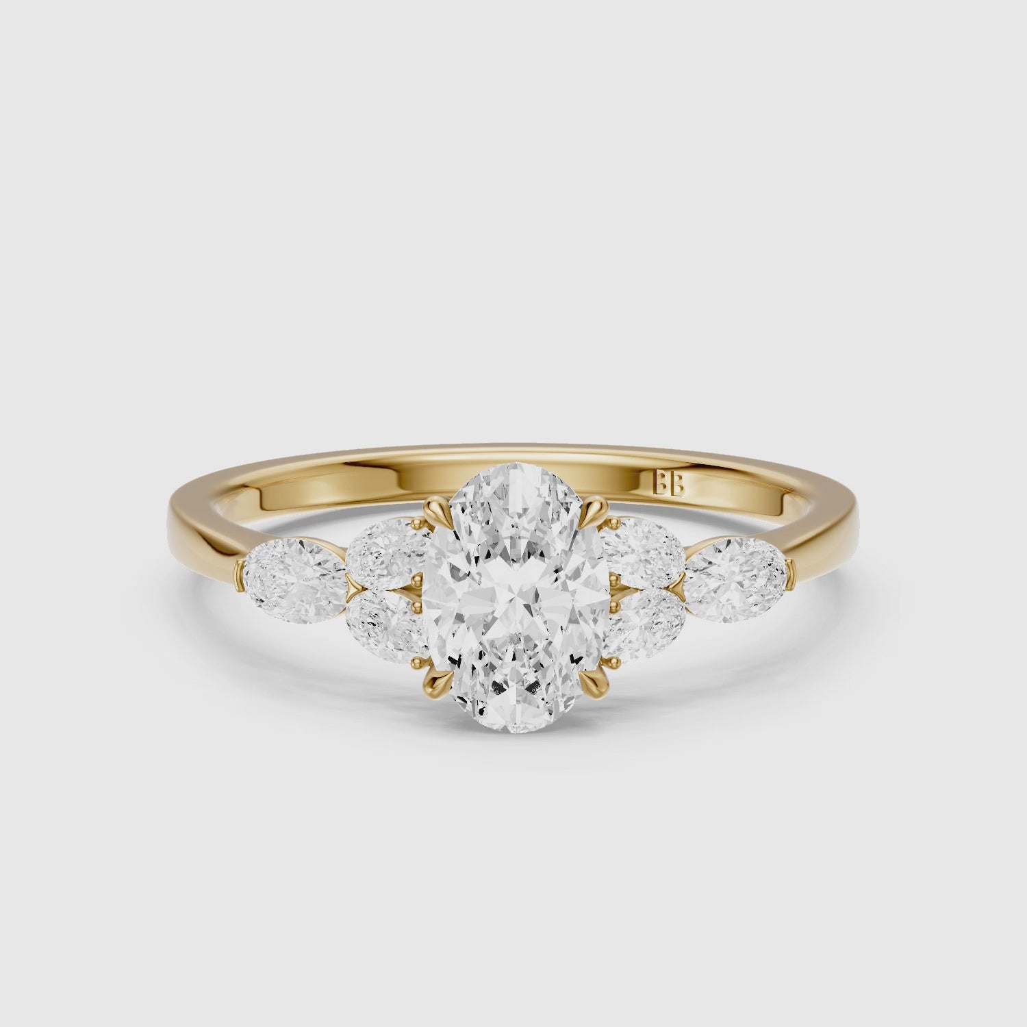 Load video: Kailani Oval Cut Oval Side Stones Lab Grown Diamond Ring