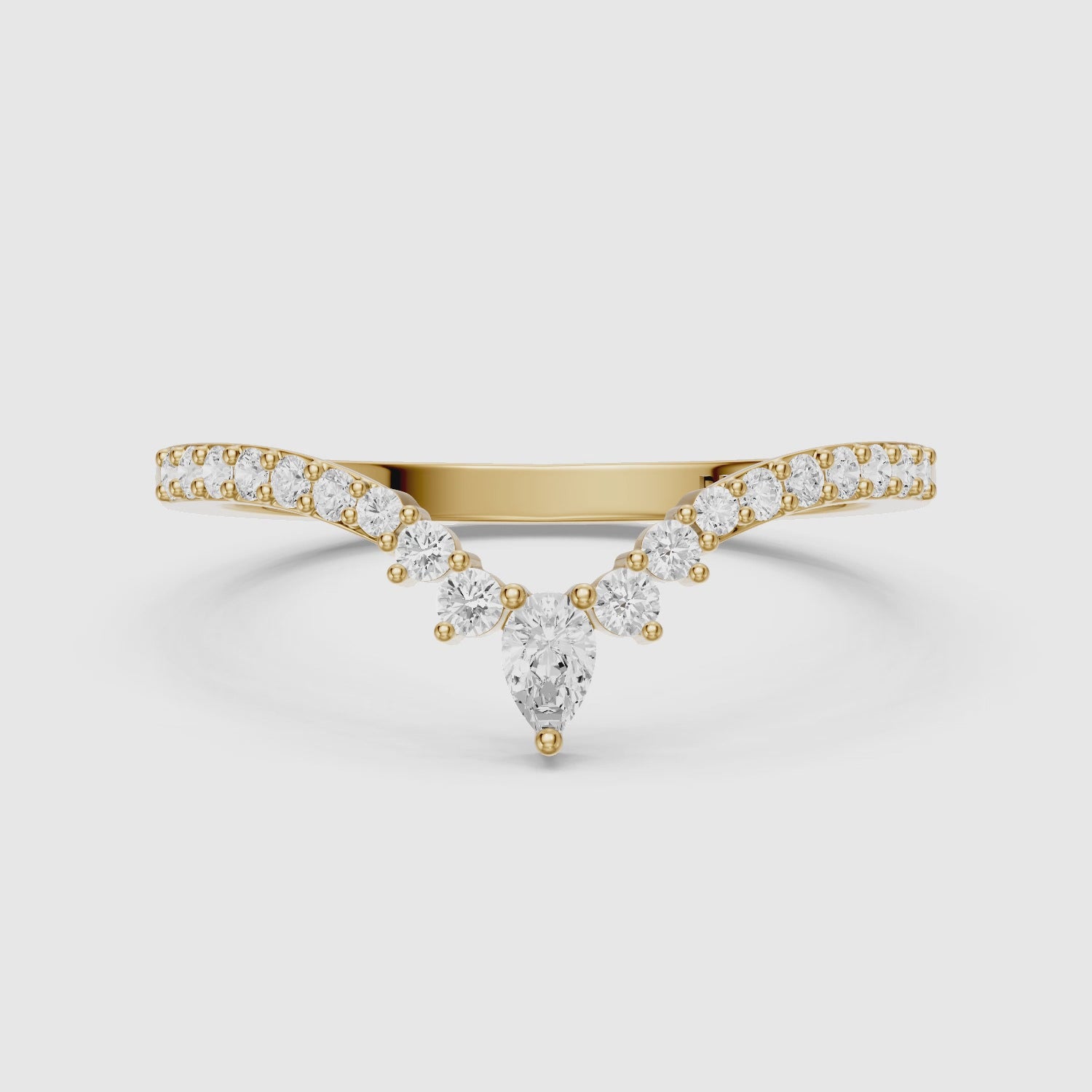 Load video: Sabrina Pear and Round Lab Grown Diamond Pavé Chevron Wedding Band