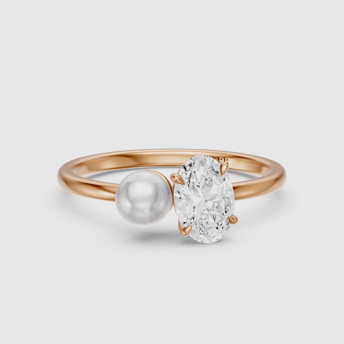 Load video: Ariana Oval Lab Grown Diamond and Pearl Engagement Ring