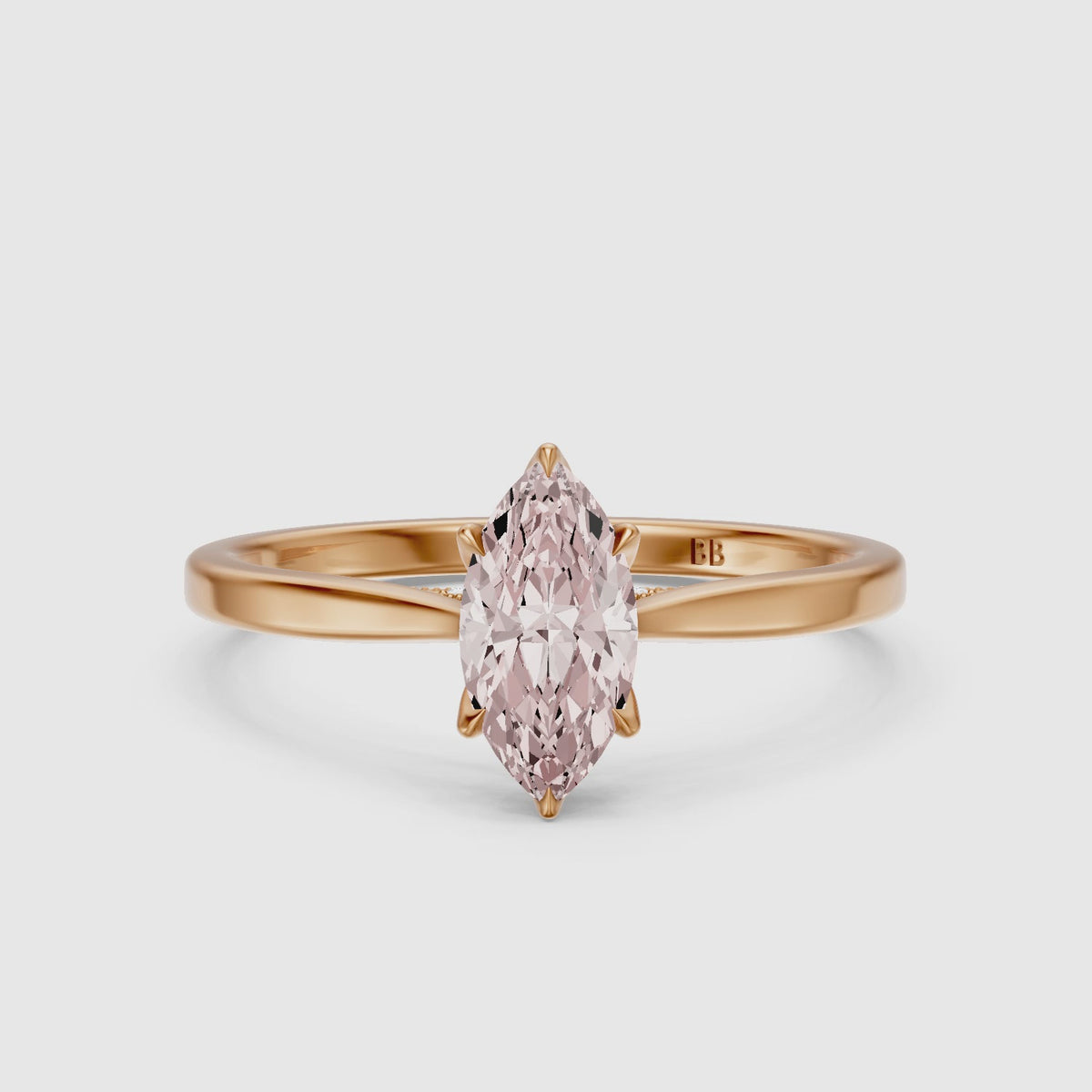 Load video: Isabeau Marquise Pink Lab Grown Diamond Hidden Halo Ring with Tulip Setting