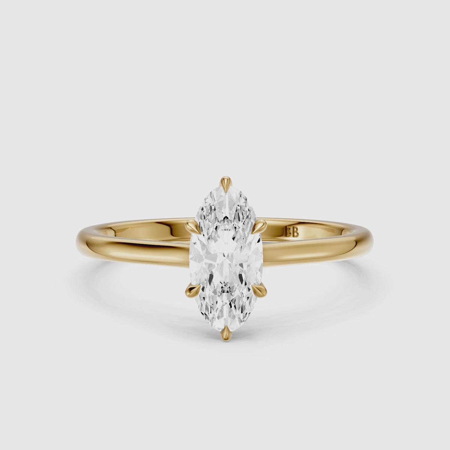 Load video: Jette Moval Cut Moissanite Diamond 6 Prong Solitaire Ring