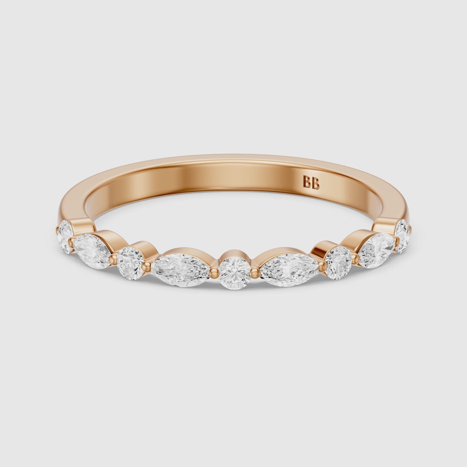Load video: Nora Alternating Marquise and Round Lab Grown Diamond Anniversary Band