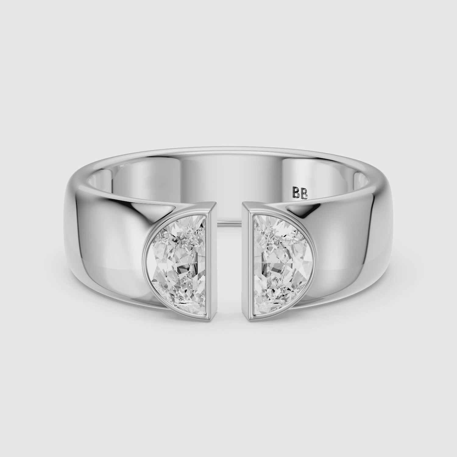 Load video: Lainey Half Moon Cut Lab Diamond Open Gap Cigar Band