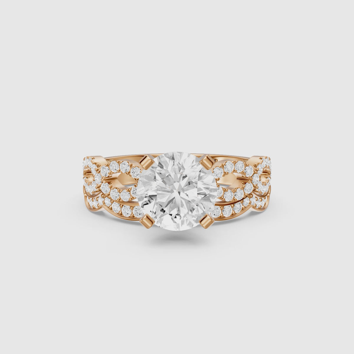 Load video: Bertina Round Lab Grown Diamond Infinity Twist Bridal Set