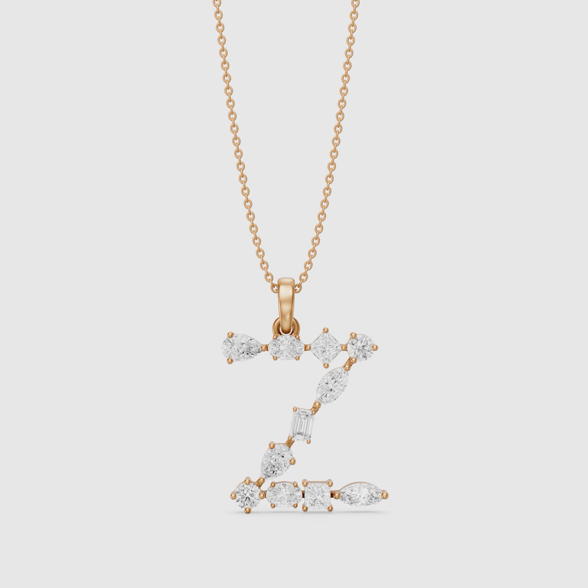 Load video: Floriane Multi Shape Lab Grown Diamond Initial Z Pendant