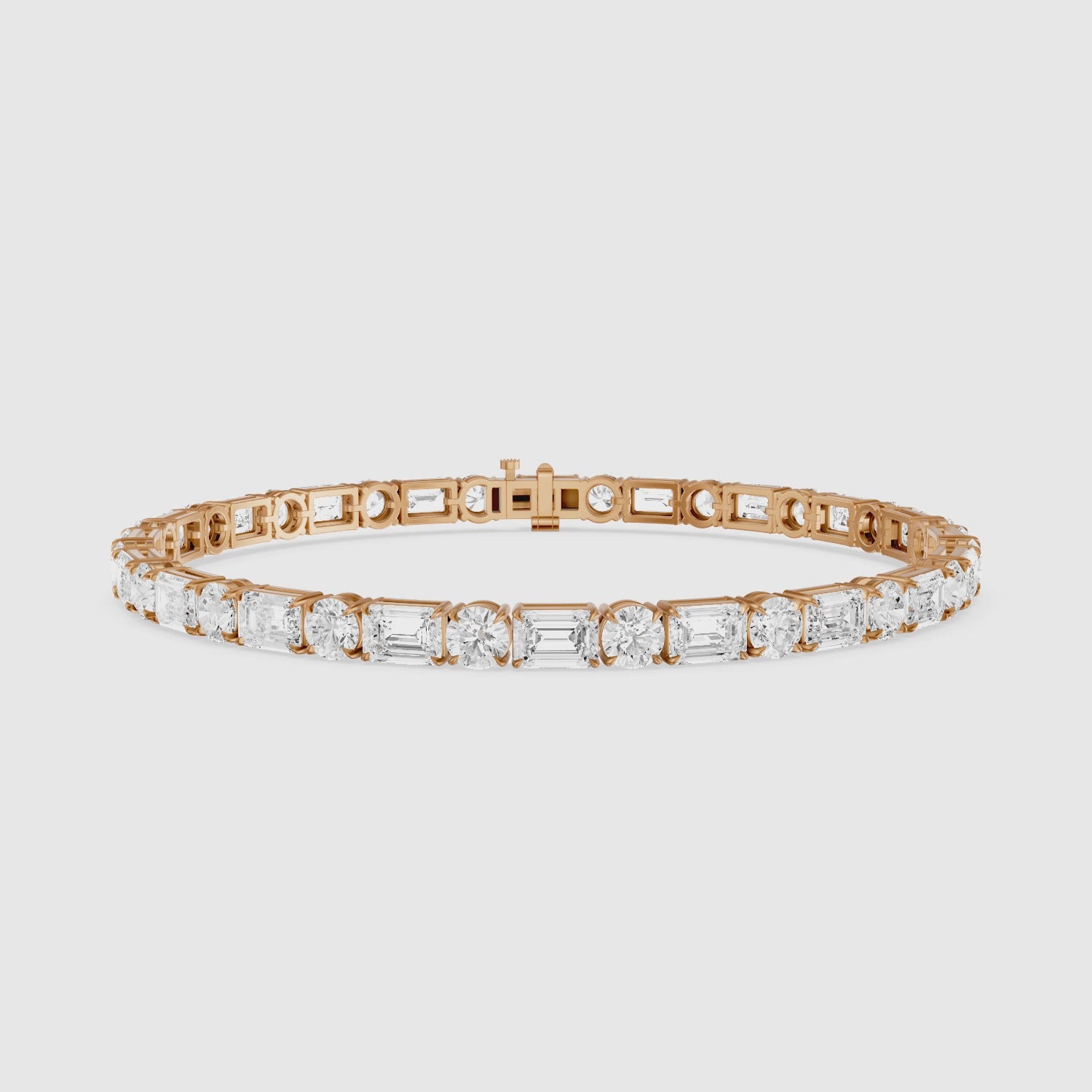 Load video: Mileva Emerald and Round Lab Grown Diamond Tennis Bracelet