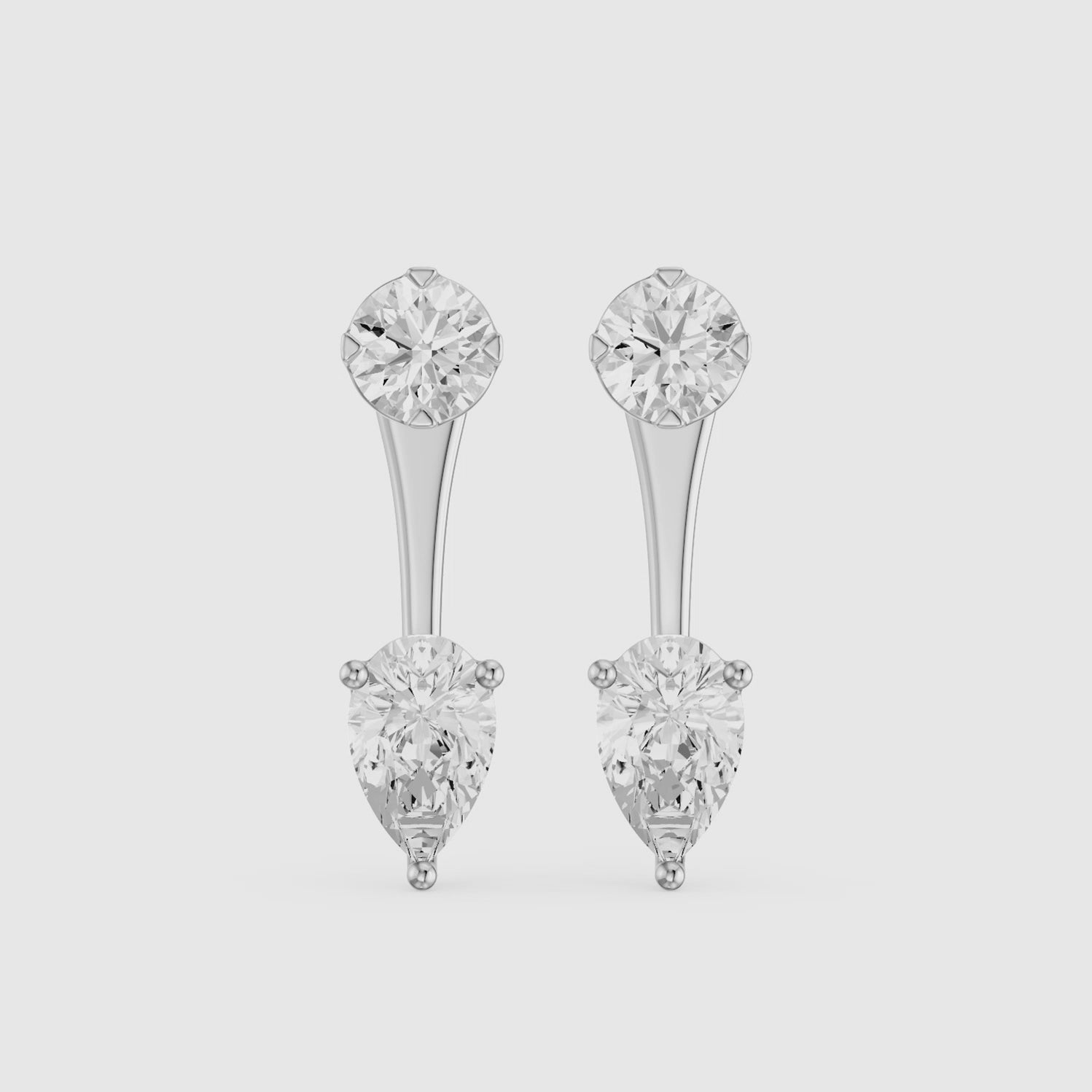 Load video: Lieke Round and Pear Cut Lab Grown Diamond Open Bar Stud Earrings
