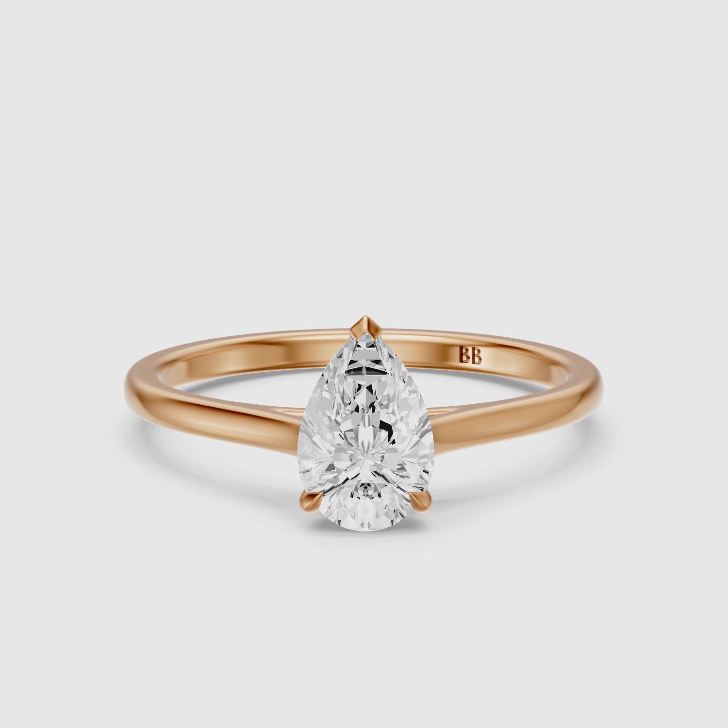 Load video: Emily 3 Prong Pear Cut Solitaire Cathedral Lab Grown Diamond Ring