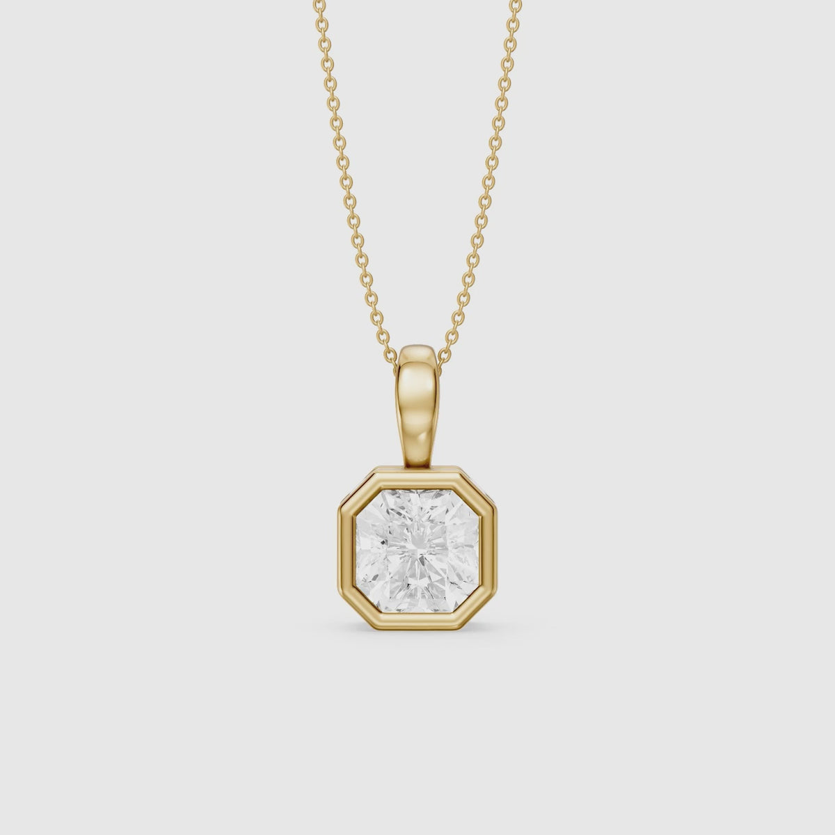 Load video: Kylie Square Radiant Bezel Lab Grown Diamond Pendant