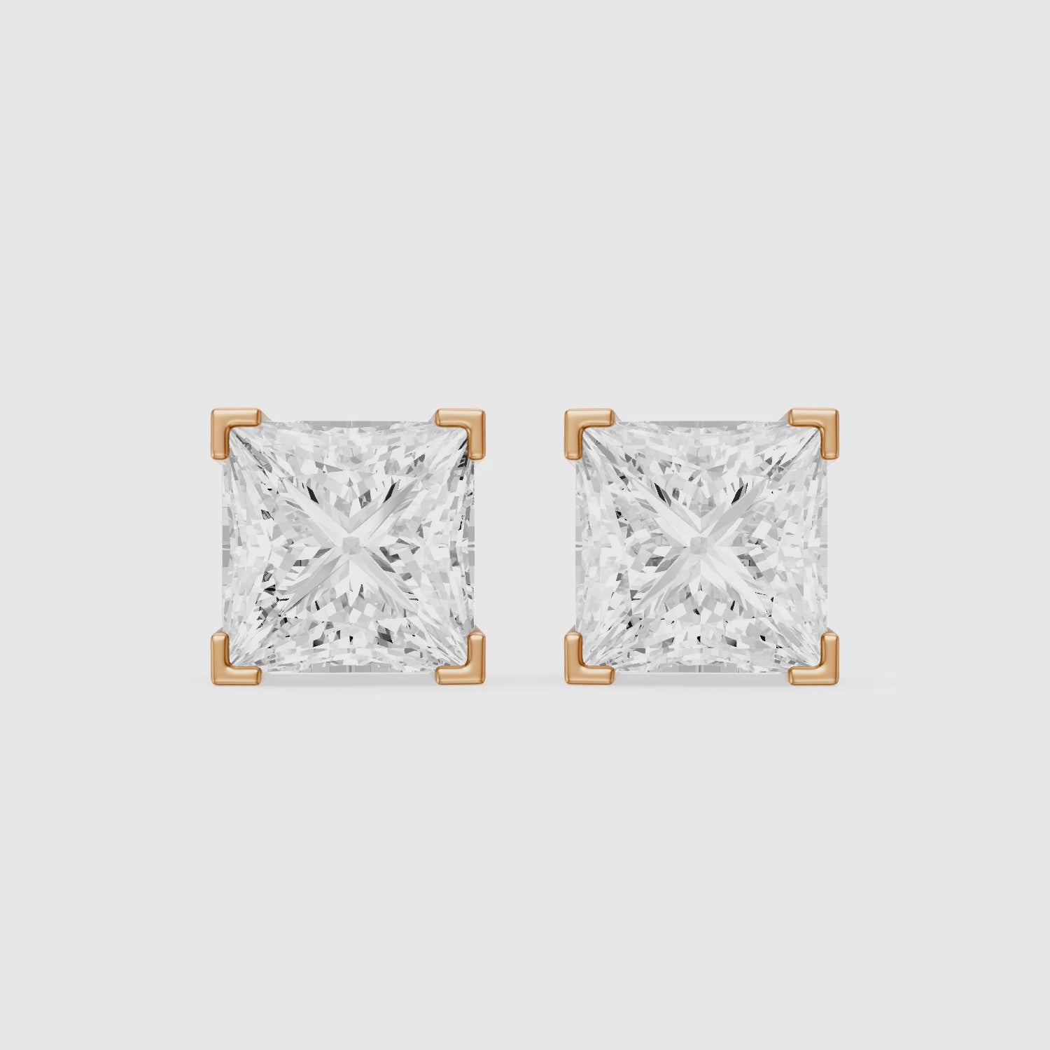 Load video: Vika Princess Cut Lab Grown Diamond Filigree Scroll Stud Earrings