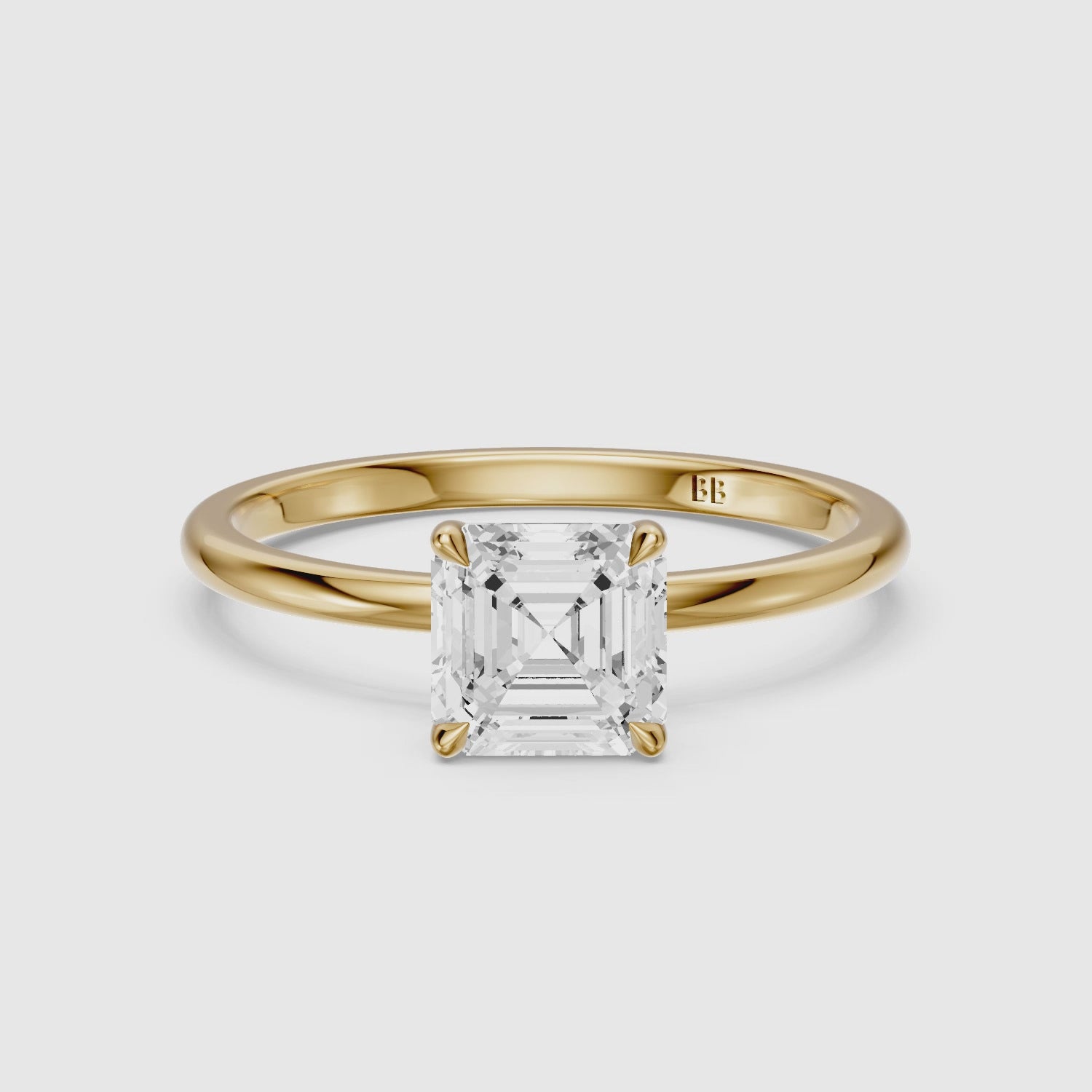 Load video: Halsey Asscher Cut Solitaire Lab Grown Diamond Engagement Ring