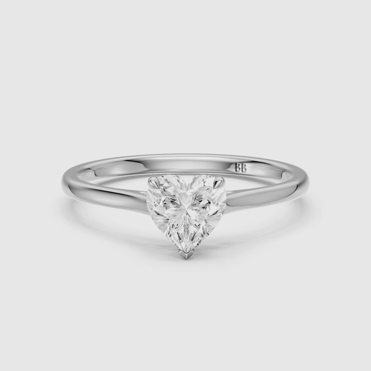 Load video: Briana Heart Shaped Solitaire Cathedral Style Lab Grown Diamond Ring