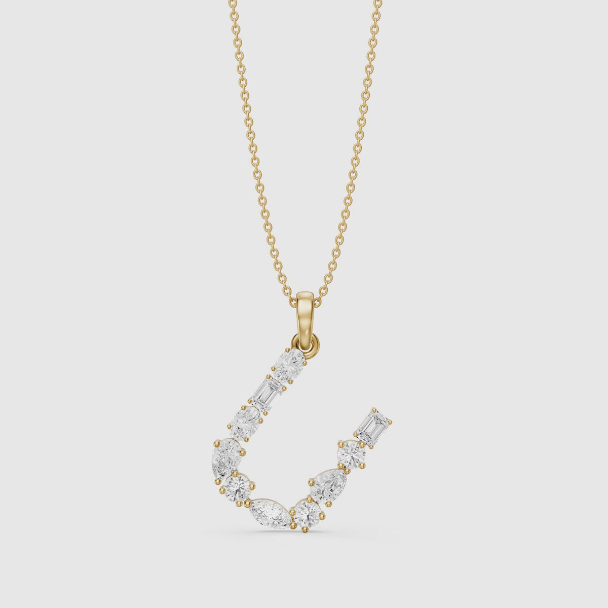Load video: Ebba Multi Shape Lab Grown Diamond Initial U Pendant