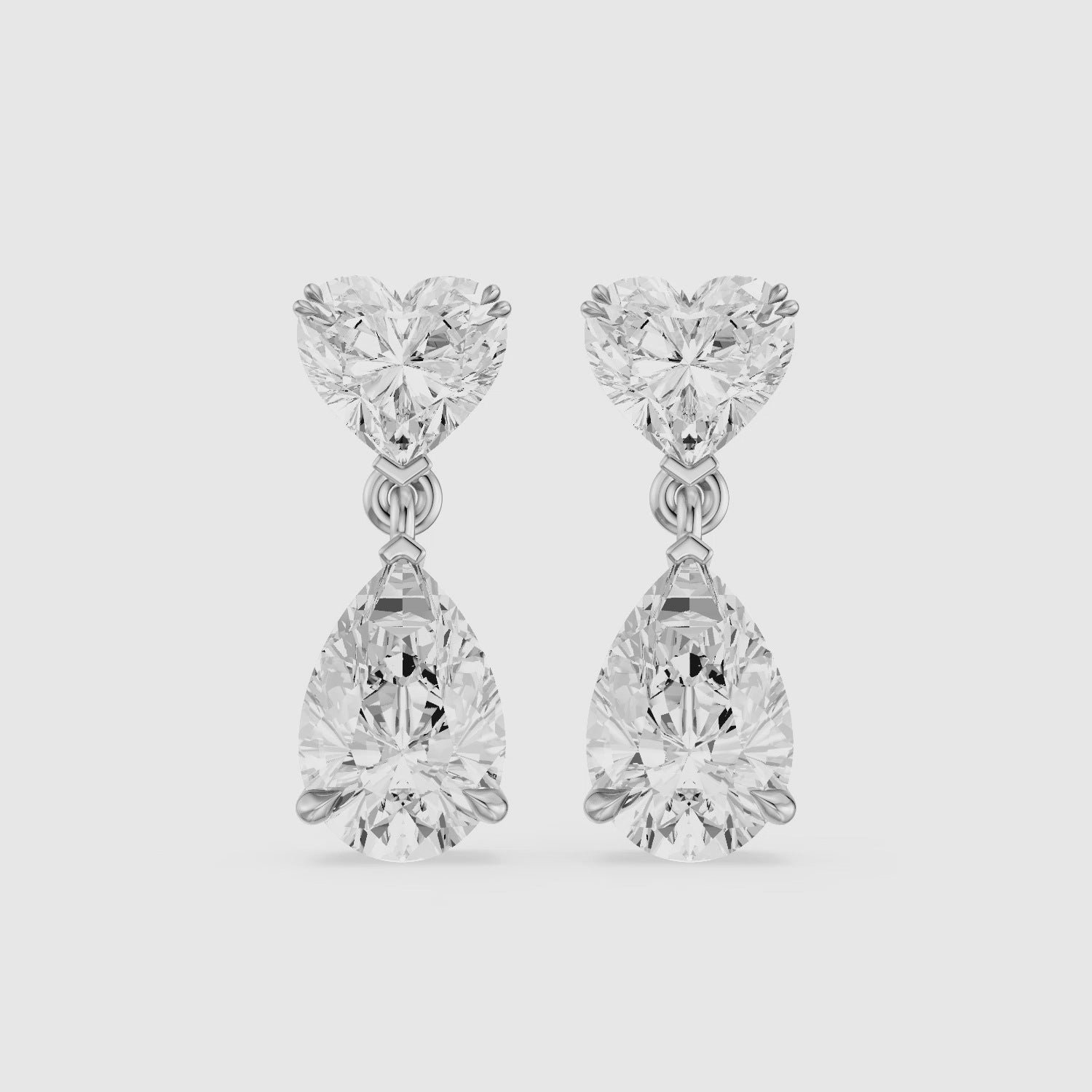 Load video: Nia Heart and Pear Shape Lab Grown Diamond Drop Earrings