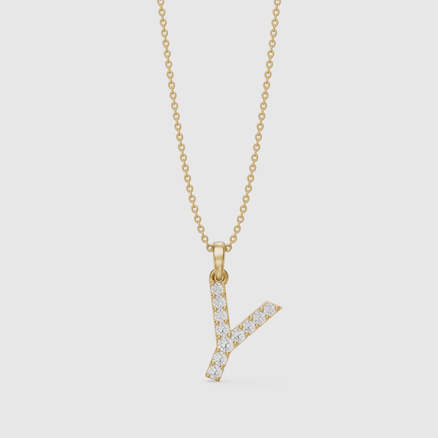 Load video: Ainsley Lab Grown Diamond Y Initial Pendant Necklace