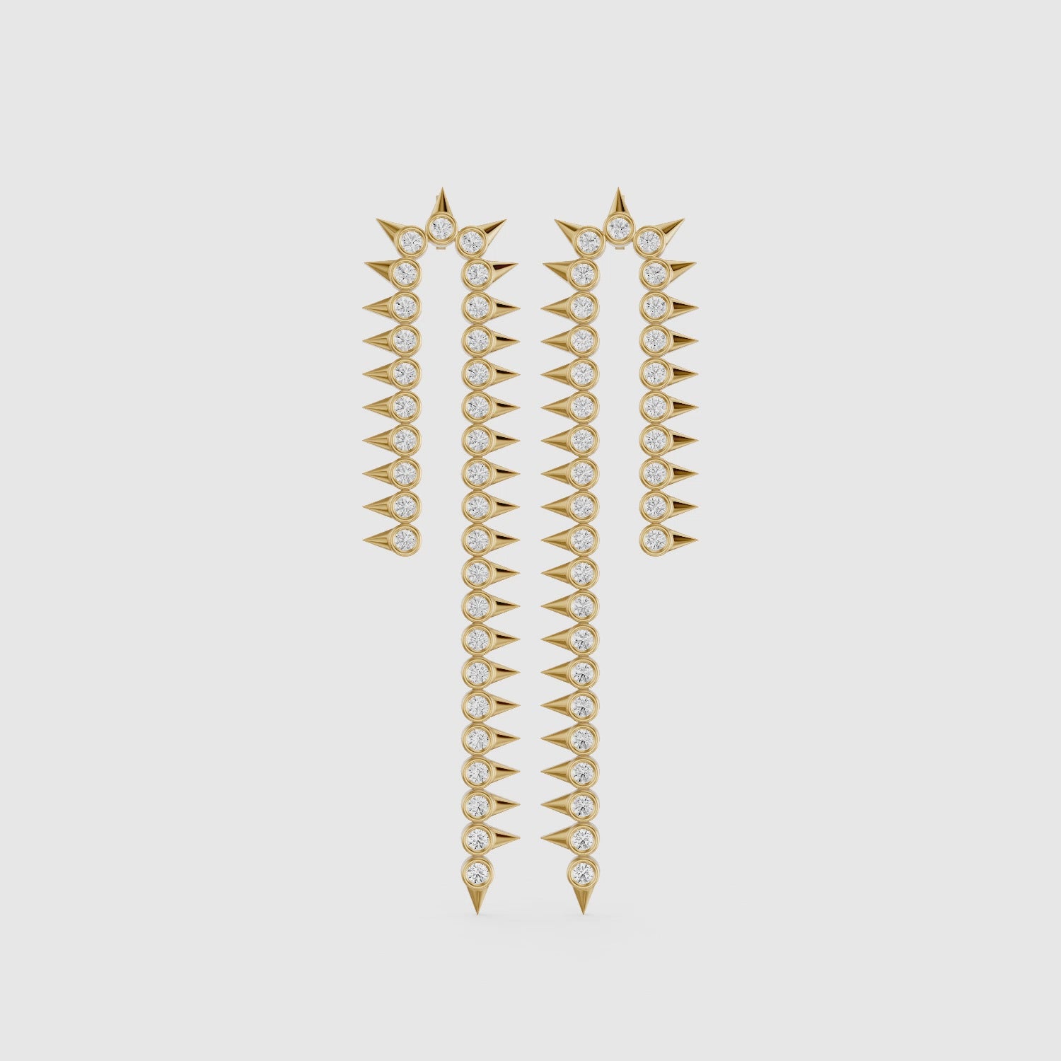 Load video: Goldie Round Cut Lab Grown Diamond Spike Dangle Earrings