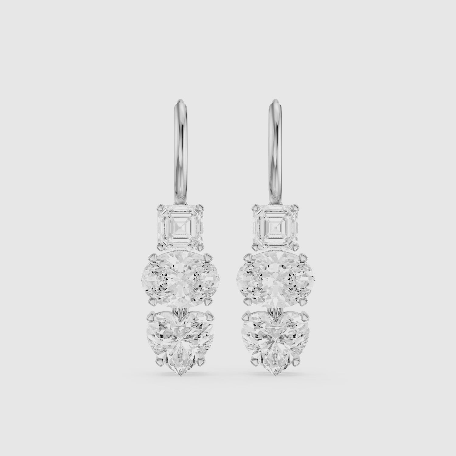 Load video: Kenna Asscher, Oval, and Heart Lab Grown Diamond Huggie Drop Earrings