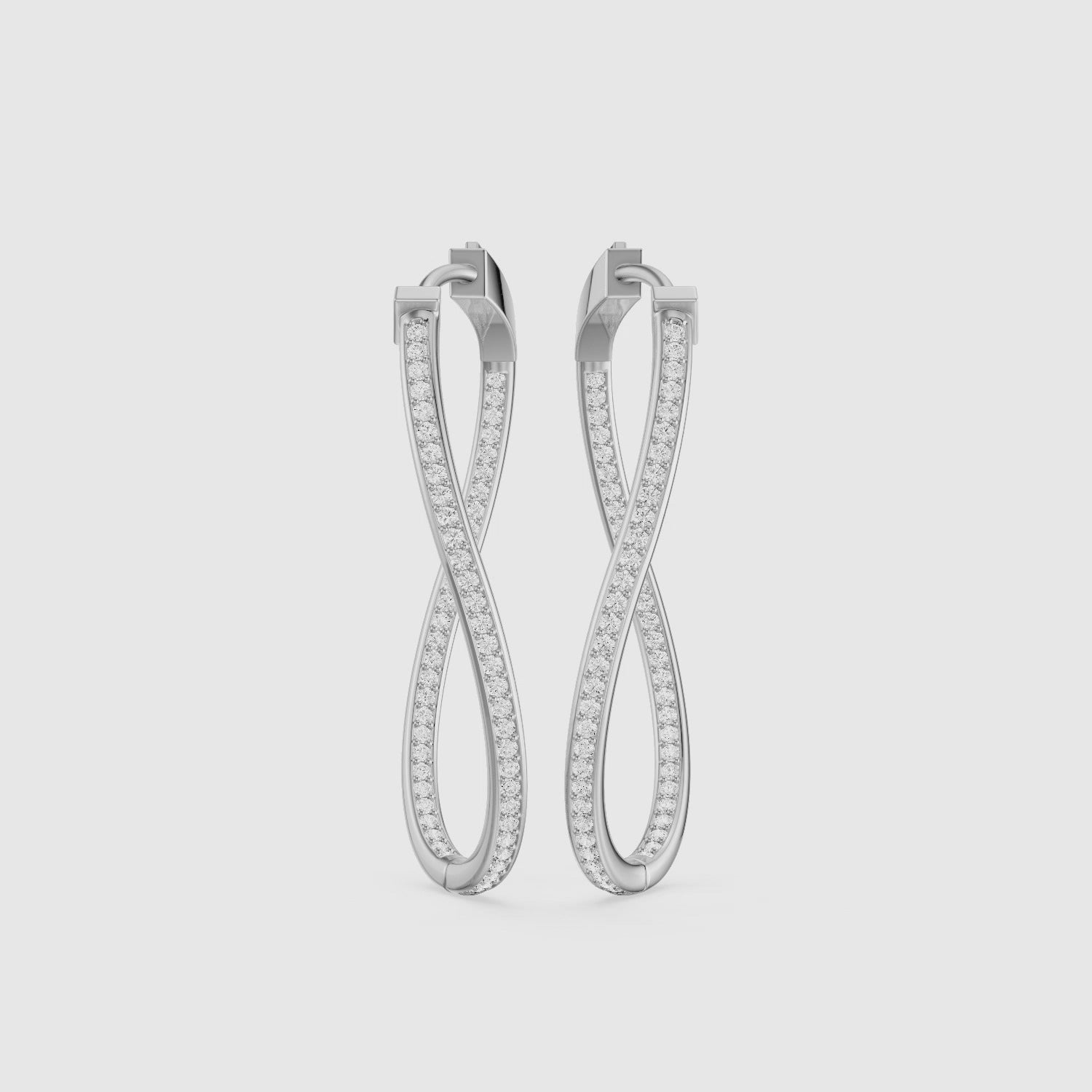 Load video: Katia Round Lab Grown Diamond Channel Set Wavy Hoop Earrings