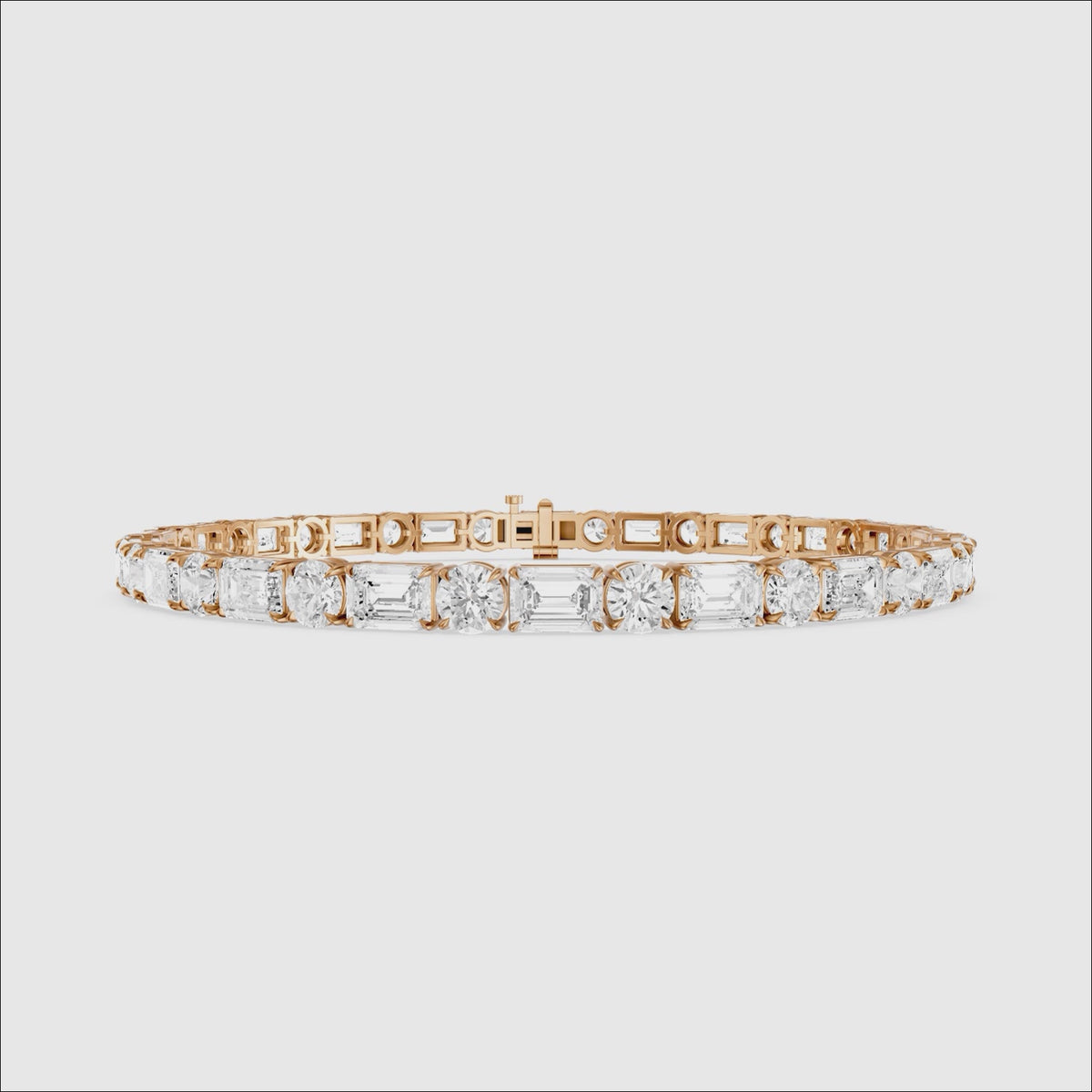 Load video: Mileva Emerald and Round Lab Grown Diamond Tennis Bracelet