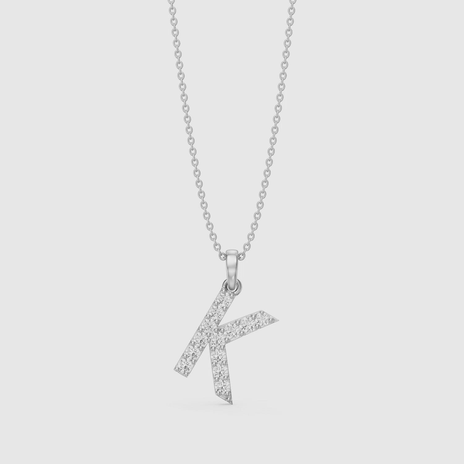 Load video: Maisie Lab Grown Diamond K Initial Pendant Necklace