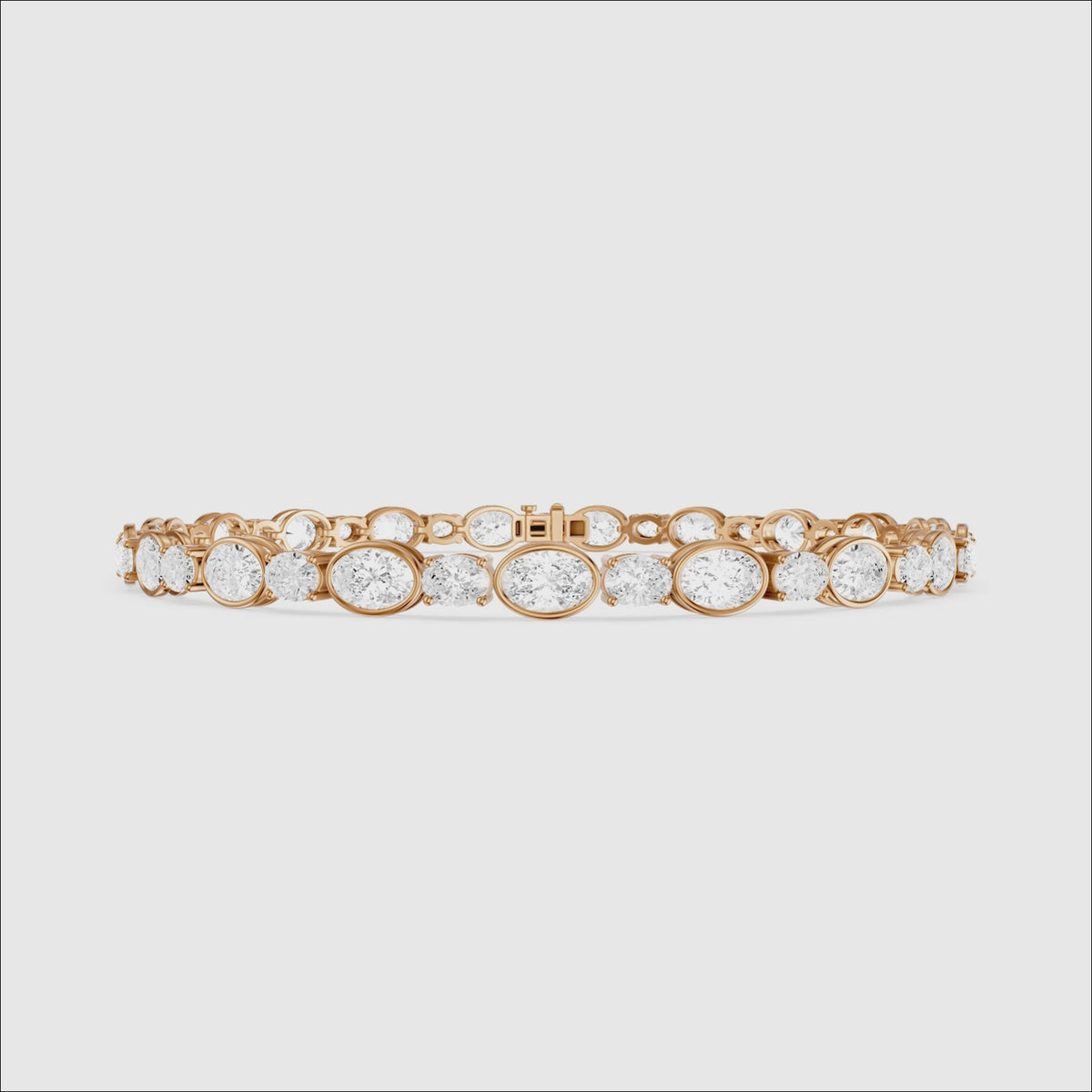 Load video: Aliyah Bezel Oval Alternating Lab Grown Diamond Tennis Bracelet