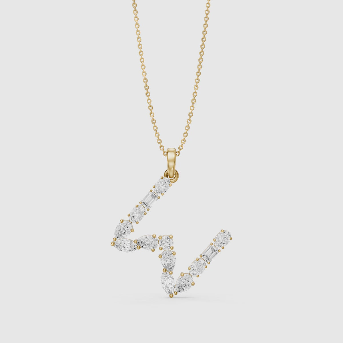 Load video: Ginevra Multi Shape Lab Grown Diamond Initial W Pendant