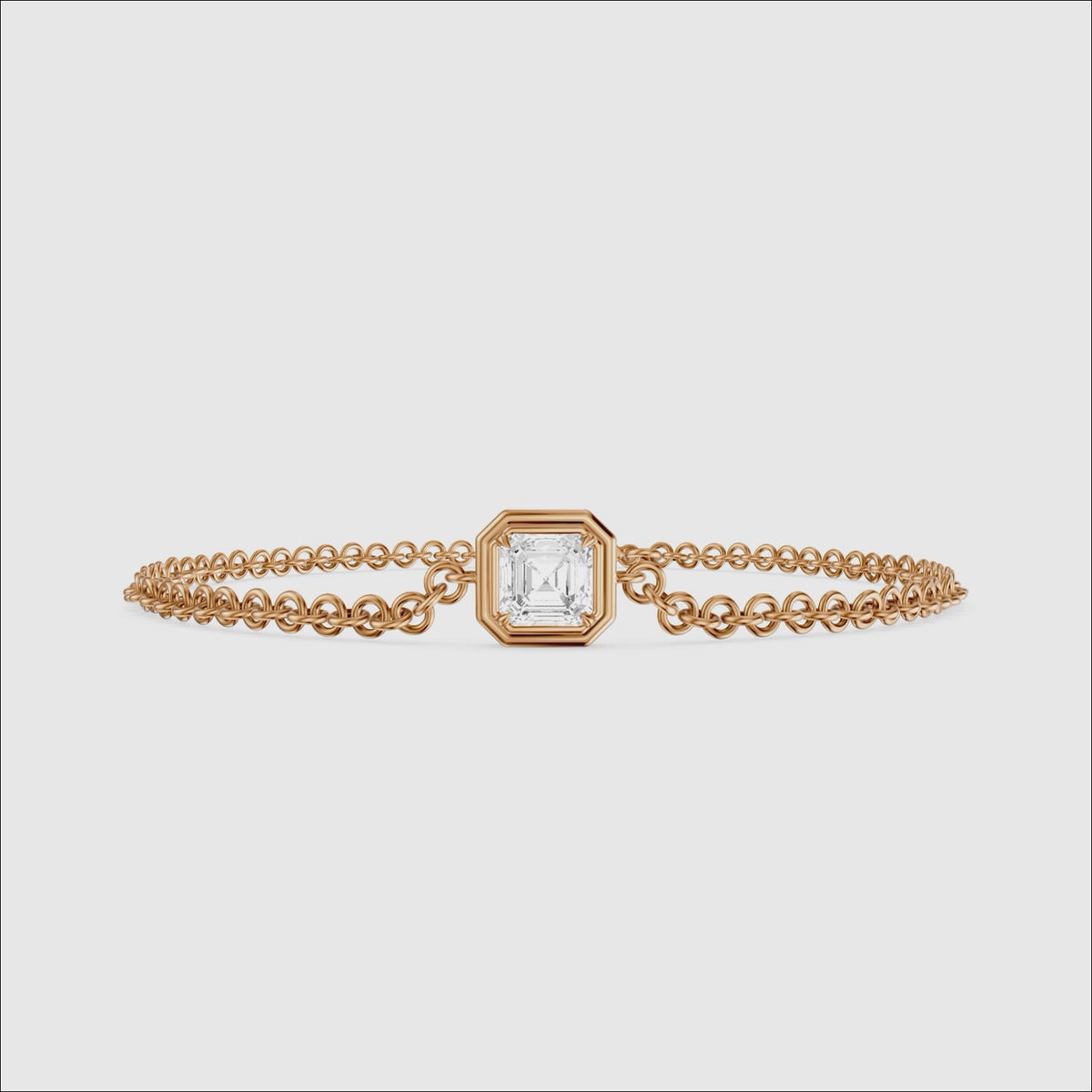 Load video: Lucie Bezel Set Asscher Lab Grown Diamond Chain Bracelet