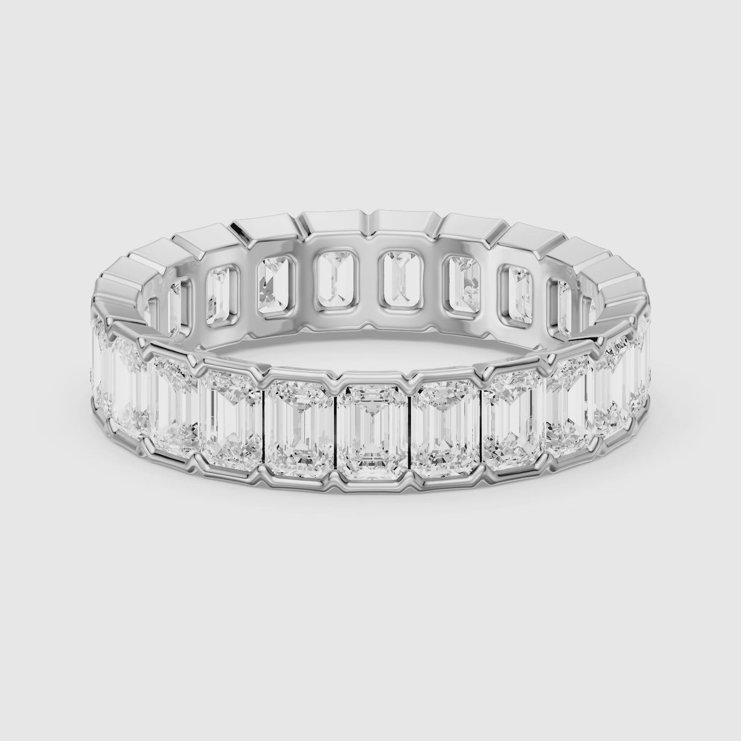 Load video: Kendall Bold Emerald Cut Lab Grown Diamond Eternity Wedding Band